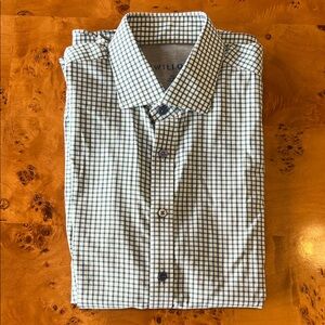 Twillory Shirt Mens Green Blue White Gingham Performance 16.5 34-35 Large